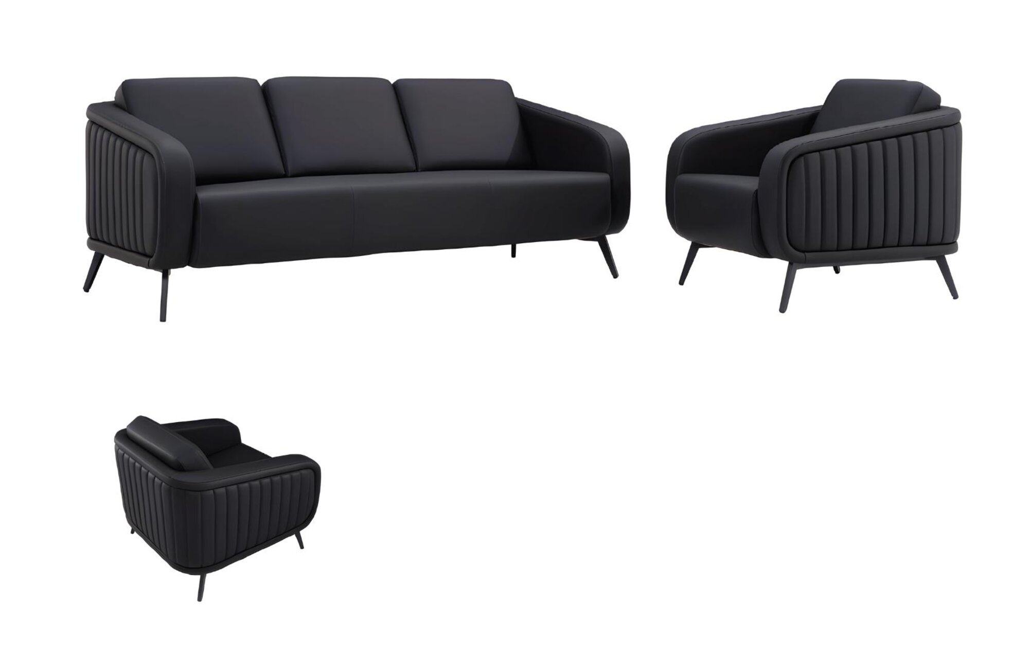 Sofagarnitur 3+1+1 Sitzer Büromöbel 2x Sofa Modern Sessel 3tlg.Möbel