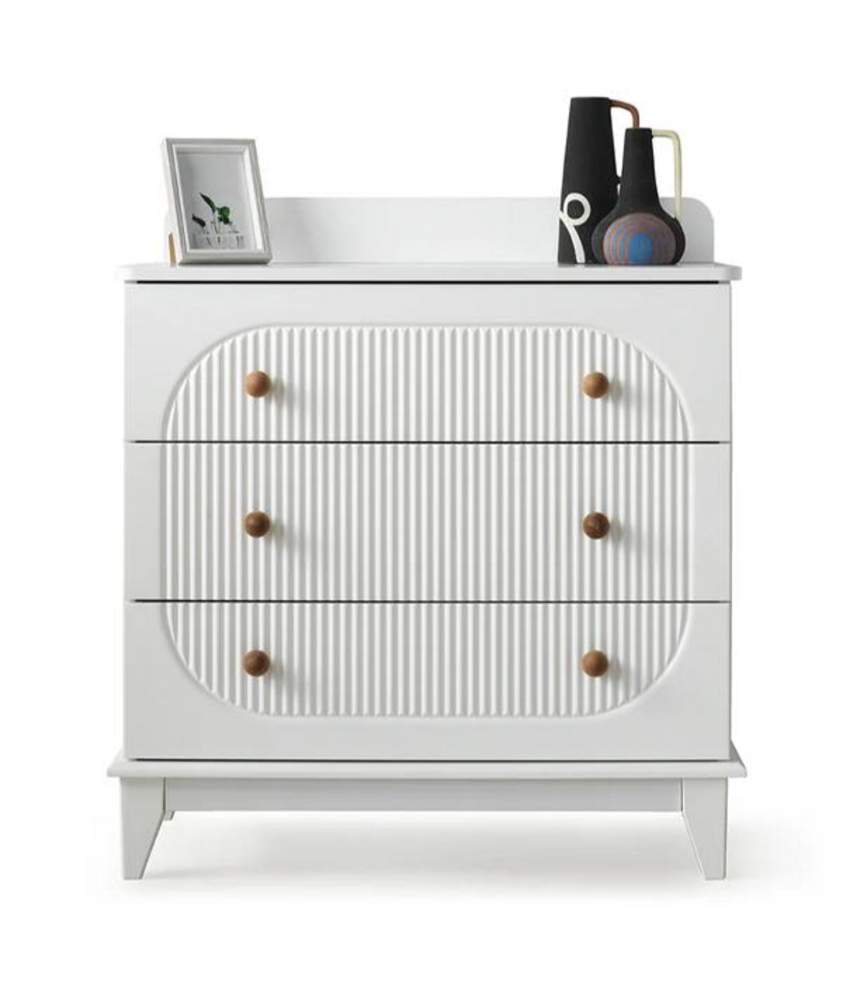 Luxus Kinderzimmer Kommode mit 3 Schubladen Weiß Modern Holz Kommode 96 cm Neu