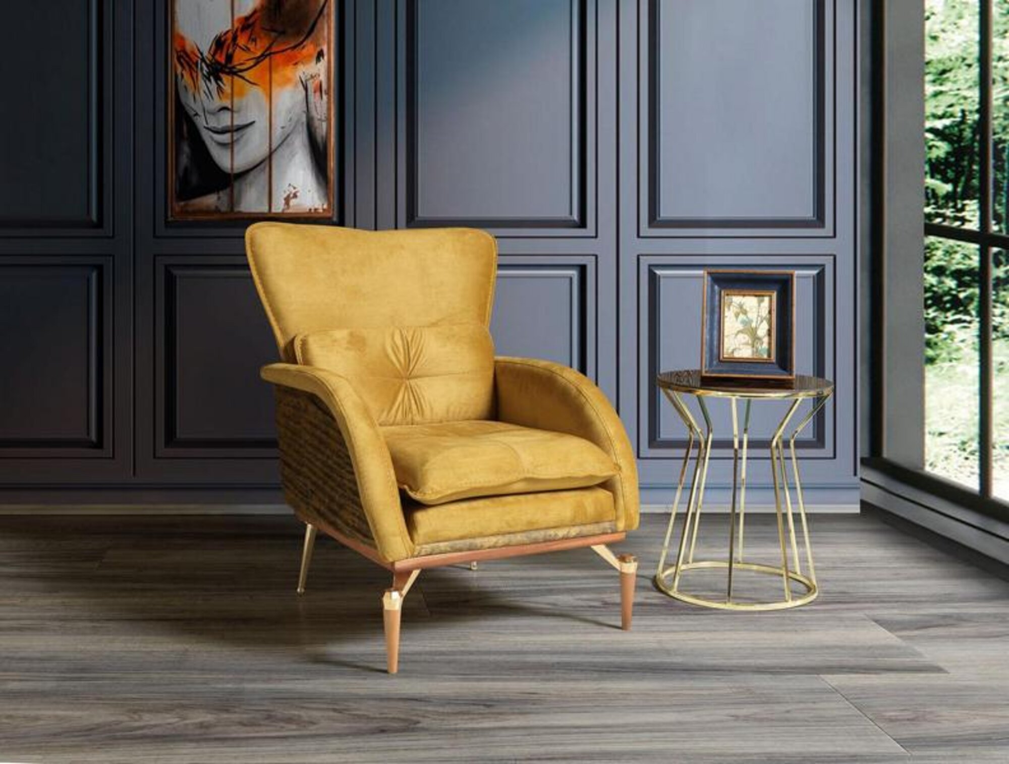 Sessel Gelb Modern Design Couch Sitzer Textil Lounge Polster Luxus Sitz Relax