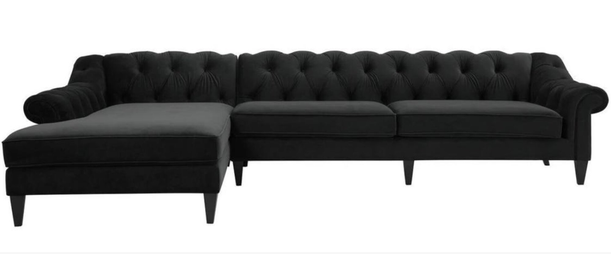 Ecksofa Schwarz Wohnlandschaft Couch Eckgarnitur Polster Samt Stoff Möbel Design