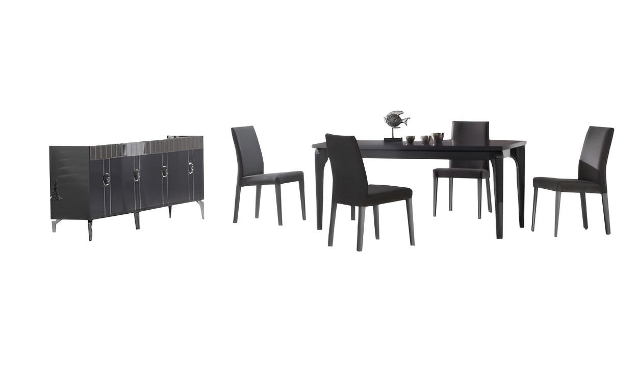Esszimmer Set Esstisch 4x Stühle Sideboard 6tlg Moderne Möbel Grau Designmöbel