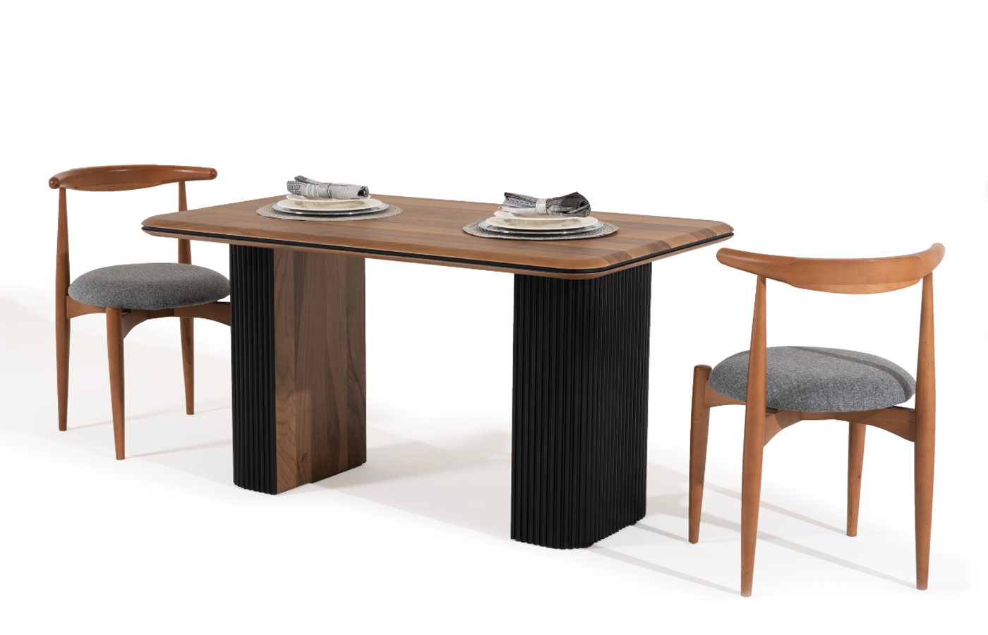 Klassischе Garnitur Essgruppe Esszimmer Esstisch Stühle 3tlg Braun