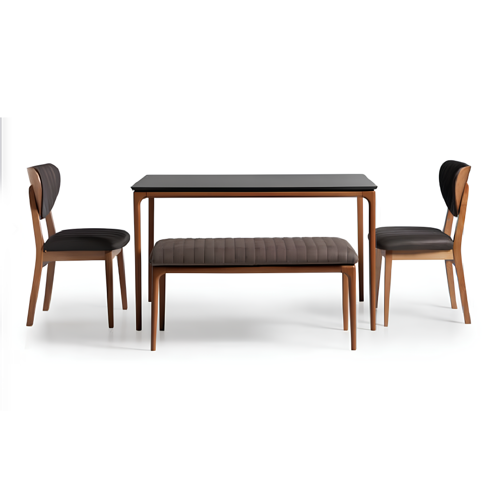 Essecke Essgruppe Esszimmer Esstisch Stühle 6tlg Braun Bank Stoff Holz