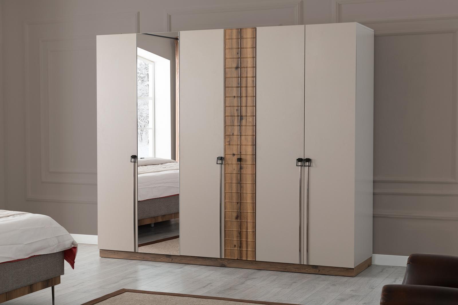 Beiger Schlafzimmer Kleiderschrank Designer Schränke Luxus Holzschränke