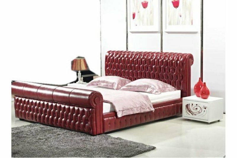 XXL Chesterfield Lederbett Bett Betten Leder Leder Polster Ehe Designer