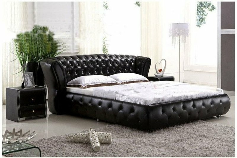 XXL Chesterfield Lederbett Bett Betten Leder Leder Polster Ehe Designer