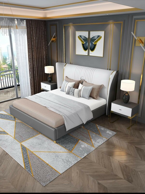 Luxus Schlafzimmer Bett Nachttisch Kommode 3 tlg. Set Design Betten