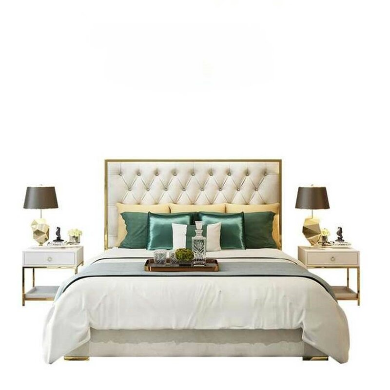 Doppelbett Schlafzimmer Hotel Ehe Luxus Bett 2x Nachttisch 3tlg. Set