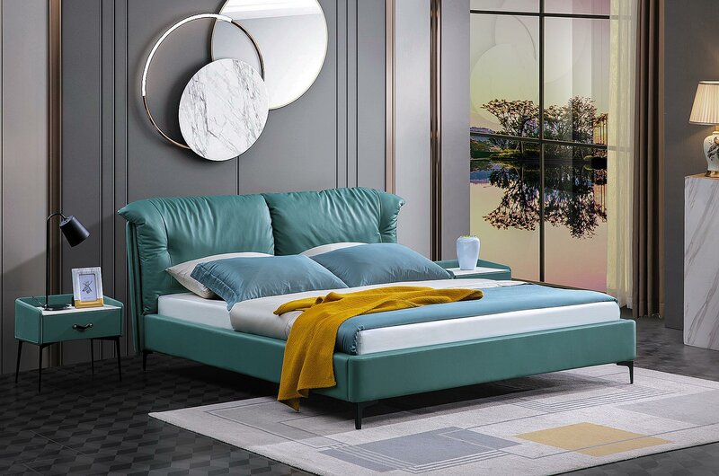 Design Bett Betten Textil Leder Hotel Luxus Polster Ehe Doppel Neu Schlafzimmer.