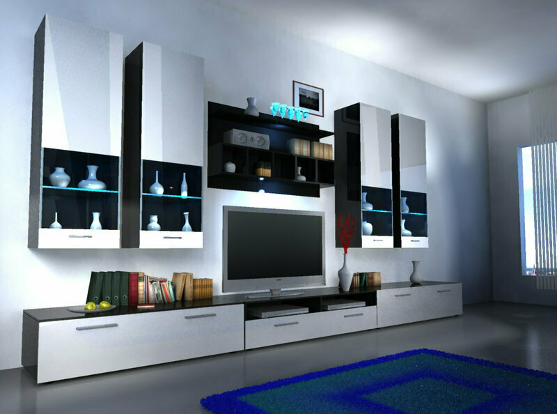 Wohnwand Alfa II: Variante 2 (white / black) (KB)