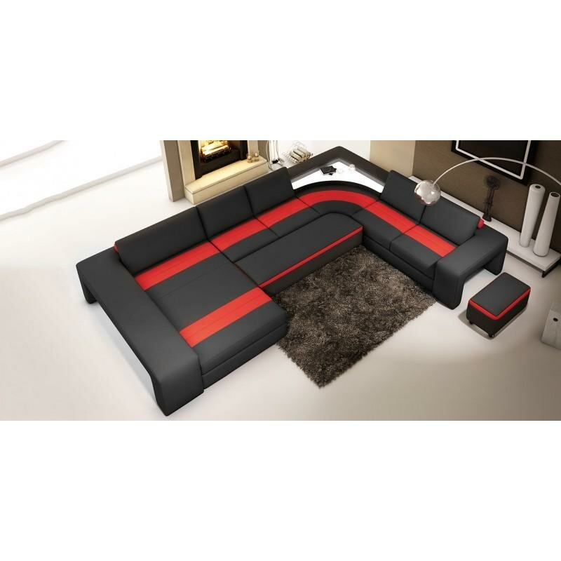 Wohnlandschaft Designer Sofa Couch Polster Leder Sofas Eck Ecke Sitz