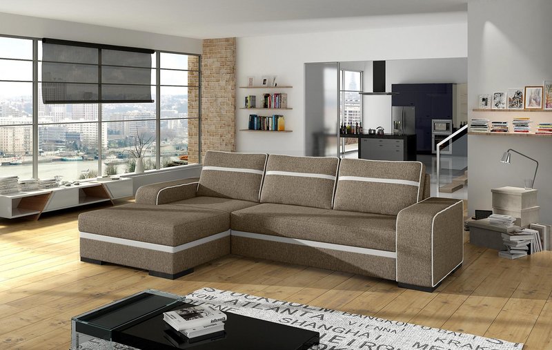 Sofa Schlafsofa Designer Sofa mit Bettfunktion + Bettkasten Ecksofa Couch