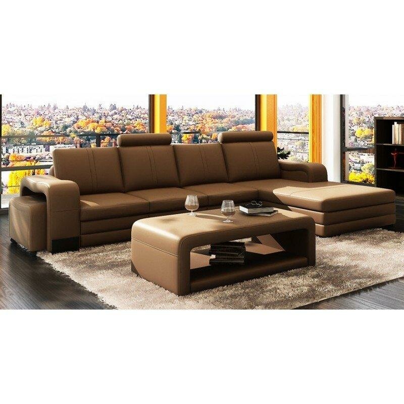Elegante Designer XXL Big Ecksofa Leder Sofa Couch Wohnlandschaft