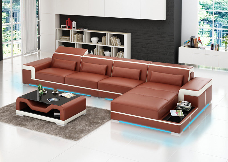 Ledersofa Couch Wohnlandschaft Ecksofa Eck Garnitur Design Modern Sofa