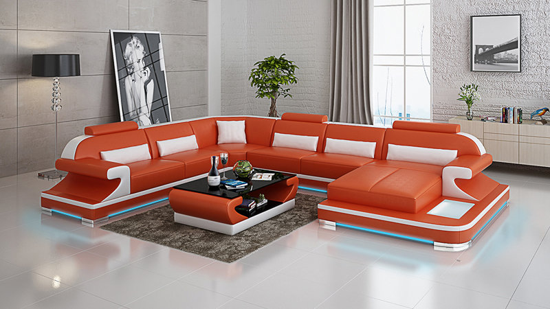 Ledersofa Couch Wohnlandschaft Ecksofa Eck Garnitur Design Modern Sofa