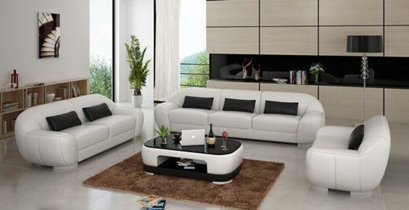 Sofagarnitur Sofa Couch Polster Leder Sitz Komplett Sofas Set 3+2+1 Homberg