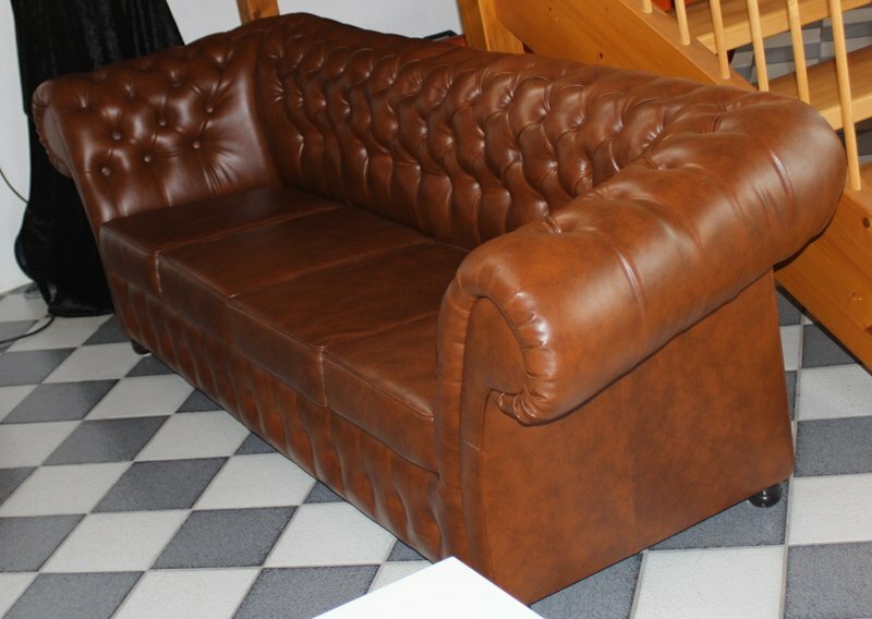 CHESTERFIELD 240cm Big Sofa Couch LEDER SOFA 4-SITZER GARNITUR