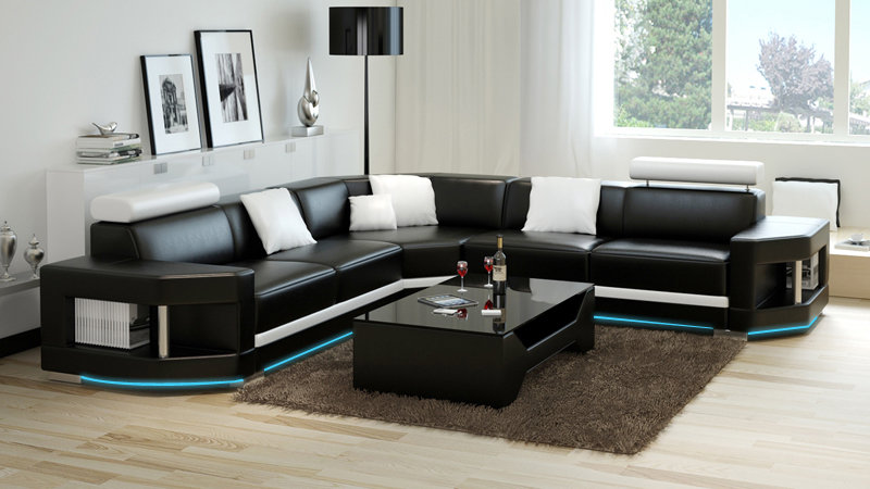 Ledersofa Sofa Couch Wohnlandschaft Ecksofa Garnitur Design Modern