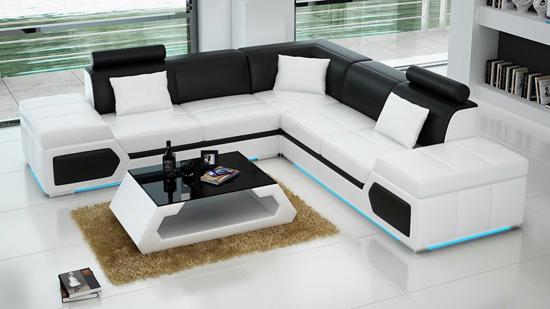 Ledersofa L-Form Couch Wohnlandschaft Ecksofa Garnitur Design Modern