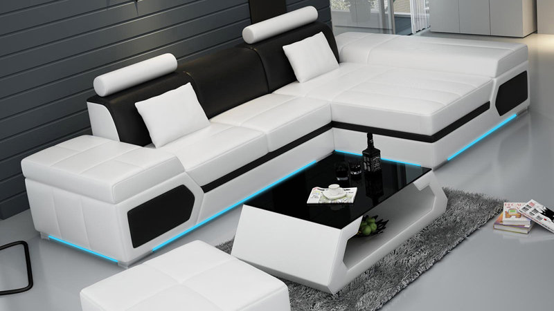 Ledersofa Sofa Couch Wohnlandschaft Ecksofa Garnitur Design Modern