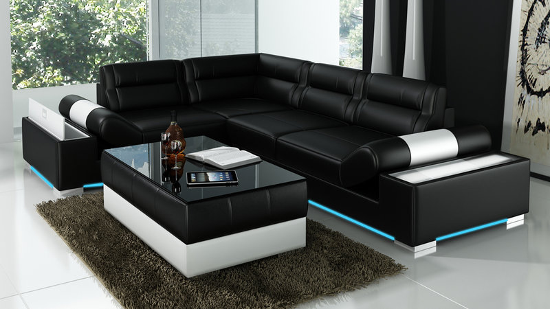 Ledersofa Sofa Couch Wohnlandschaft Ecksofa Garnitur Design Modern
