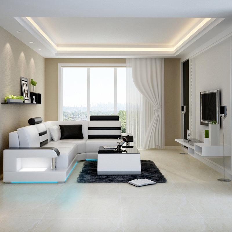 Ledersofa Couch Wohnlandschaft Ecksofa Eck Garnitur Design Modern