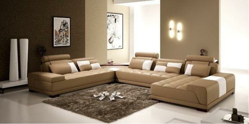Ecksofa Sofa Couch Polster Leder Garnitur Wohnlandschaft Ecke Wohn