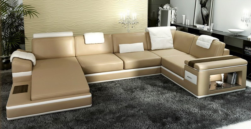 Ecksofa Sofa Couch Polster Leder Garnitur Wohnlandschaft Ecke Wohn