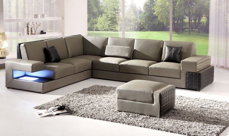 Modern Ecksofa Couch Polster Sitz Leder Design Sofa Garnitur Wohnlandschaft