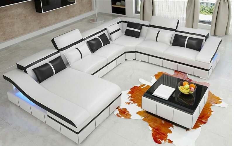 Luxus Ecke Ecksofa U-Form Wohnlandschaft Sofa Couch Polster Garnitur Modern Sofas Neu