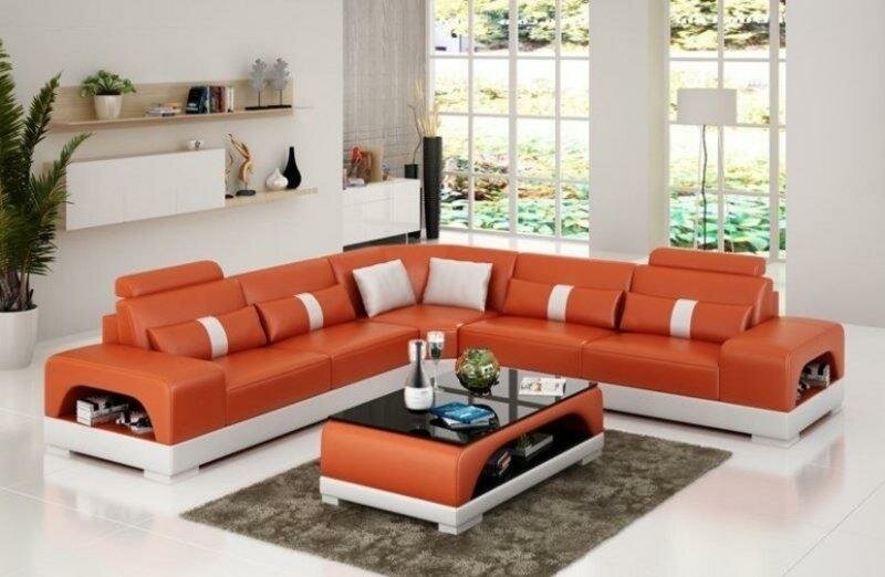 Leder L Form Wohnlandschaft Couch Big XXL Sofa Polster Ecke Garnitur Sandberg O
