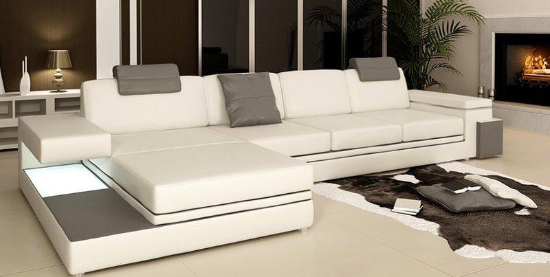 Design Ledersofa Sofa Couch Polster Wohnlandschaft Eck Garnitur Ecke Tachau BG