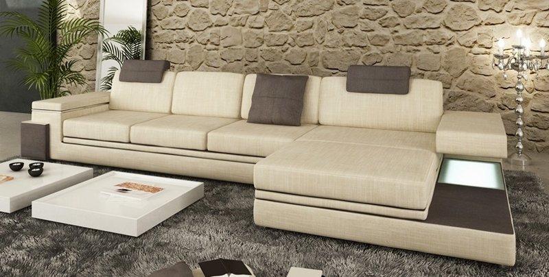 Design Ledersofa Sofa Couch Polster Wohnlandschaft Eck Garnitur Textil