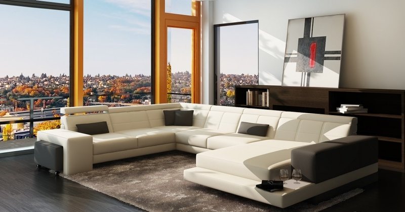 Modern Ecksofa Couch Polster Leder Design Sofa Garnitur Wohnlandschaft