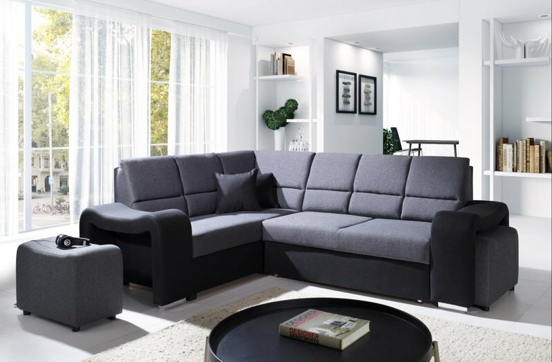 Sofa Schlafsofa Designer Sofa mit Bettfunktion + Bettkasten Ecksofa Couch