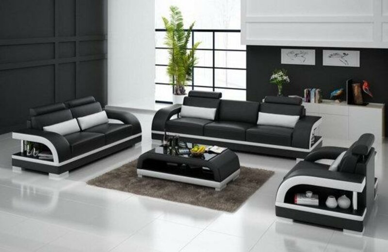 Sofagarnitur Designer Sofa Polster Couch Sitzer Set 3+2+1 Leder Zitadelle