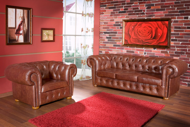 Chesterfield 3+2+1 Ledersofa Sofagarnitur Polster Couch Garnitur NAPOLI