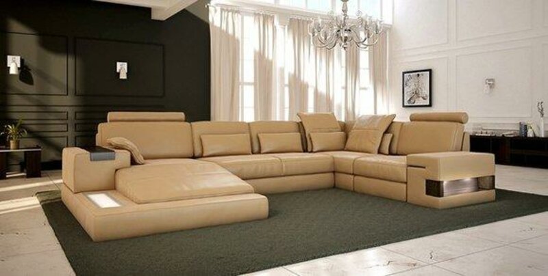 Ecksofa Couch Polster Couch Wohnlandschaft Eck Garnitur Ecke Leder