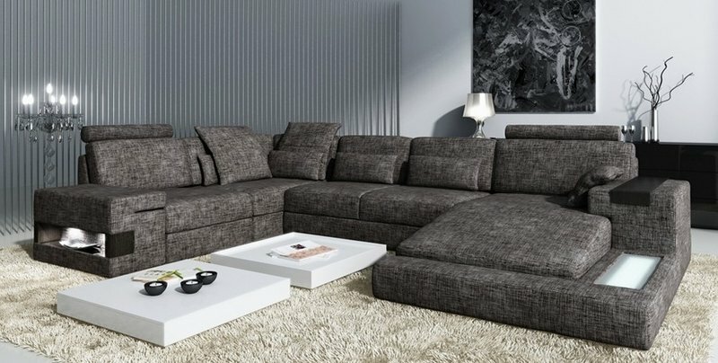 Ecksofa Couch Polster Couch Wohnlandschaft Eck Garnitur Ecke Leder