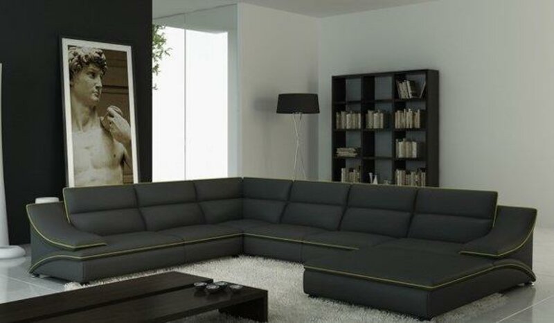 Ecksofa Sofa Couch Eltmann Polster Leder Garnitur Wohnlandschaft Ecke Wohn UForm