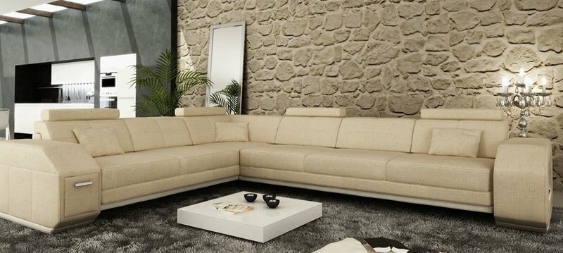 Wohnlandschaft Sofa Couch Stoff Polster Leder Sofas Eck Ecke Neu Textil