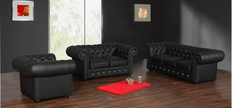 Chesterfield 3+2+1 Ledersofa Sofagarnitur Polster Couch Garnitur NAPOLI