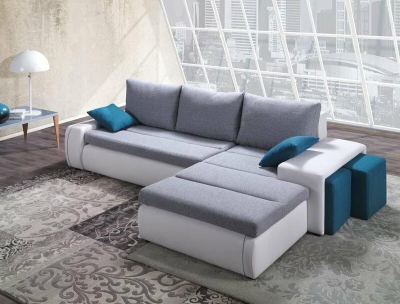 Ecksofa Wohnlandschaft Schlafsofa Sofa Bett Textil Stoff Sofa Ecke Couch
