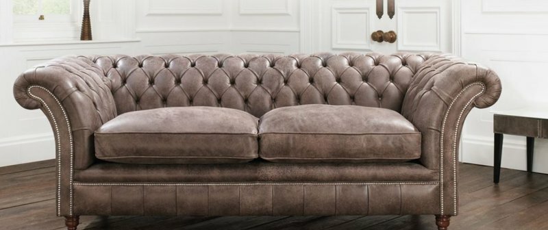 Chesterfield Sofa Couch Polster Garnitur 3 Sitzer Sitz Leder Textil 161013