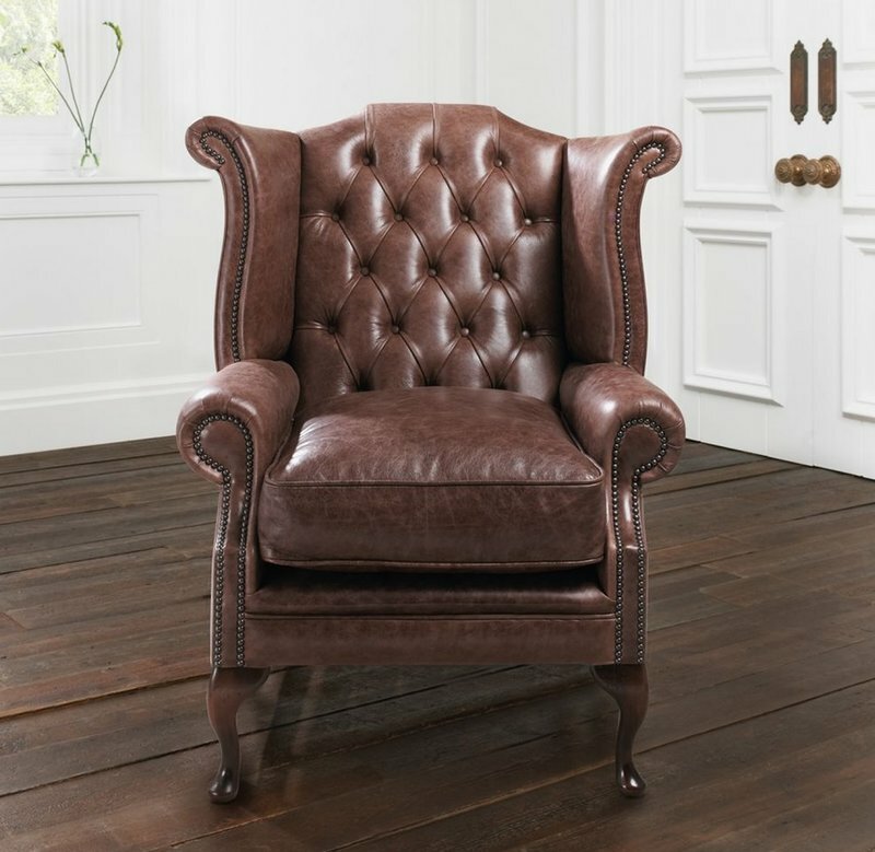 Chesterfield Sessel 1 Sitzer Polster 100 % Vollleder Ohrensessel Sofa