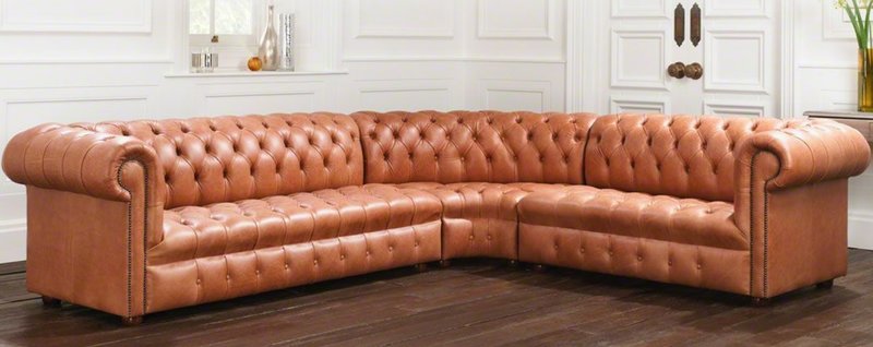 Ecksofa Chesterfield Ledersofa Sofa Couch Textil Stoff Polster Ecke Neu