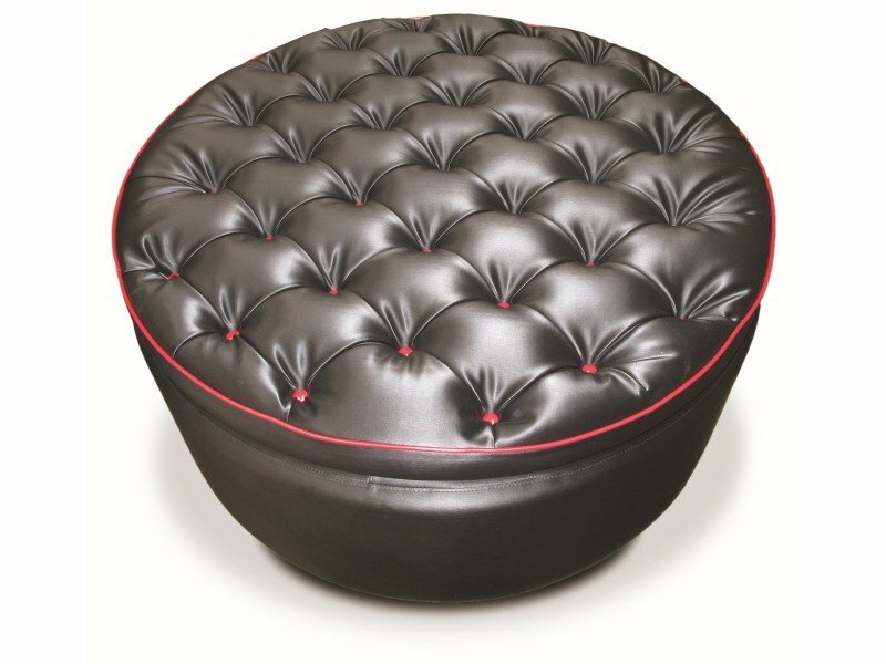 Chesterfield Hocker 100cm Edinburg Chesterfield Rundhocker Lederhocker Textil Stoffhocker