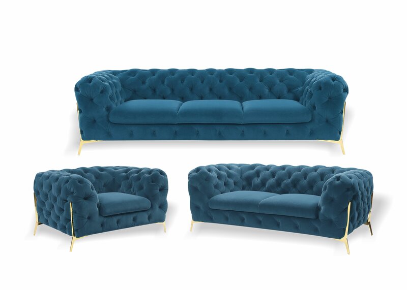 Luxus Chesterfield Polster Sofagarnitur in Samt 3+2 Sitzer Couch Set Garnitur