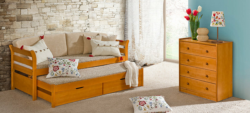 Bett mit Bettkasten Doppelbett 2 x Betten Kinderbett Sofa Stauraumbett NEU