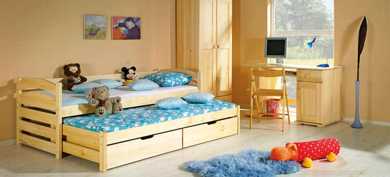 Bett mit Bettkasten Doppelbett 2 x Betten Kinderbett Jugendbett Stauraumbett